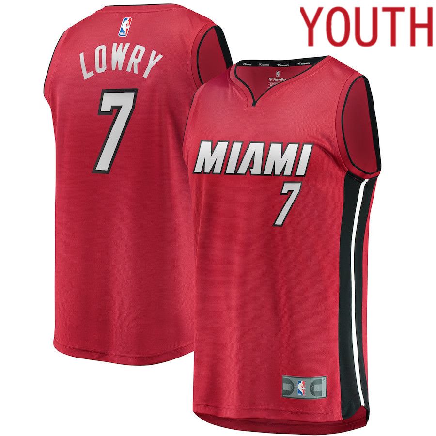 Youth Miami Heat #7 Kyle Lowry Fanatics Branded Red Fast Break Player NBA Jersey->youth nba jersey->Youth Jersey